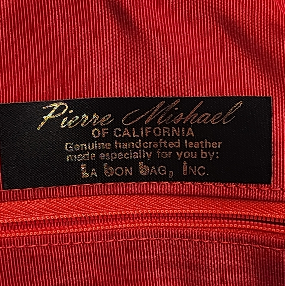 PIERRE MISHAEL Vintage 80s Red Leather Snake Print Crossbody Bag – Rare Sculptur - Picture 11 of 13